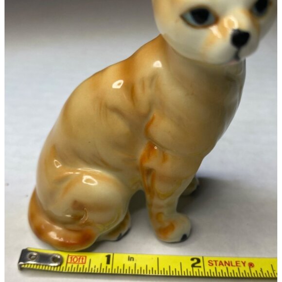 Vintage Ceramic Cat Figurine 3.25" Tall Orange & White Collectible Decor - Picture 5 of 5